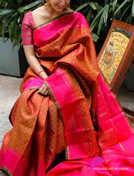 Orange double shade saree
